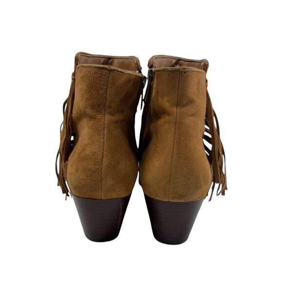 SAM EDELMAN | Rudie Brown Leather Fringe & Studded Ankle Booties 9m side zip - Picture 4 of 15